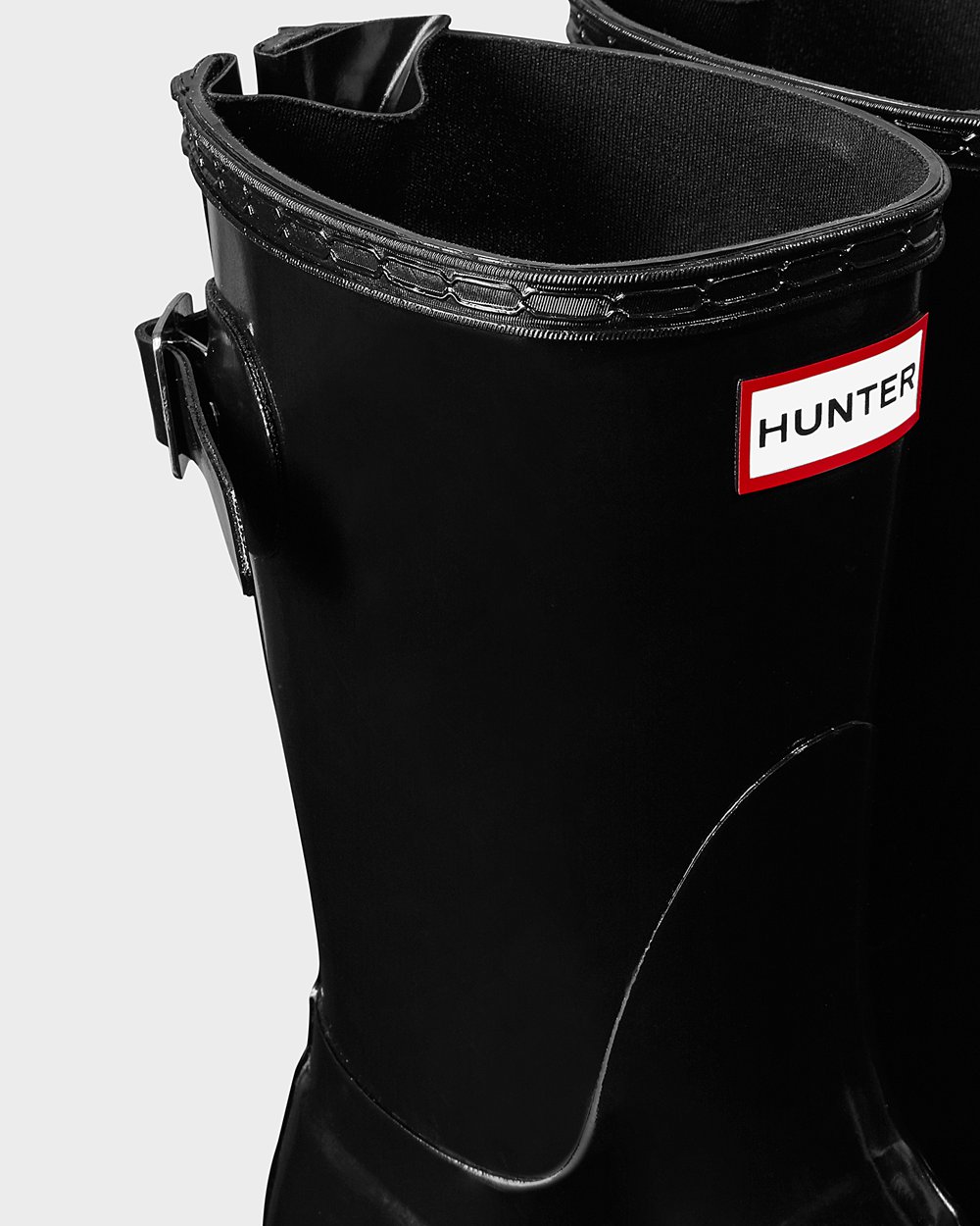 Womens Hunter Short Rain Boots Black - Original Back Adjustable Gloss - 5796108-FG